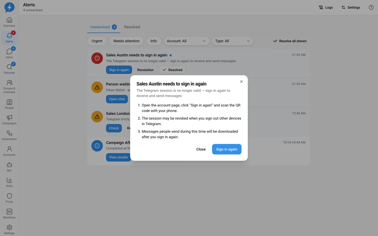 Resolution instructions for an alert in the Demo workspace